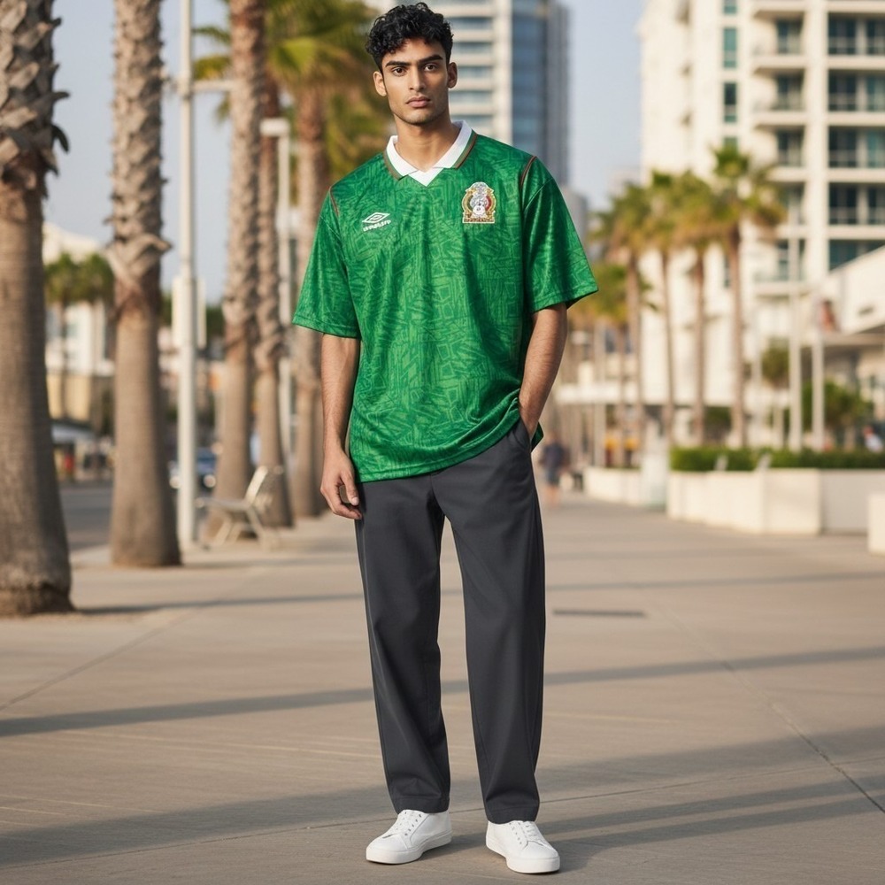 Umbro Mexico 1994 World Cup Soccer Jersey Green Aztec Pattern Mens Large Vintage - Picture 14 of 14